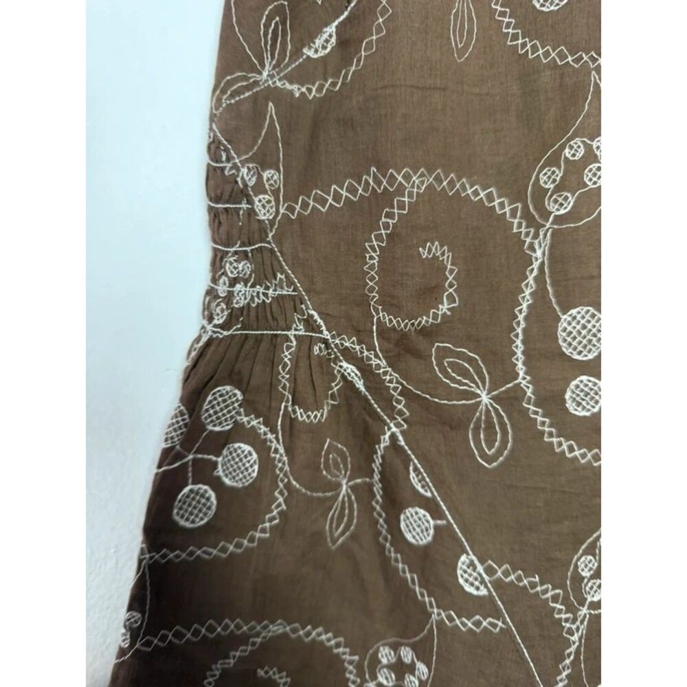 Max Studio Brown Embroidered Asymmetrical Midi Skirt Size L Boho Y2K - Picture 4 of 5